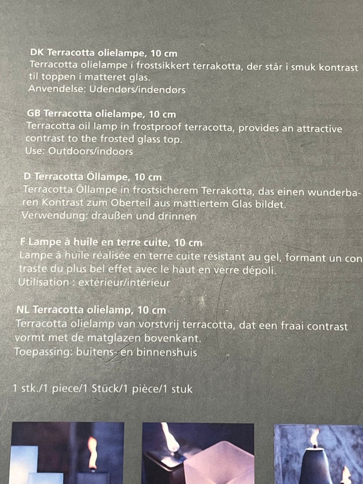 Olielampe, Menu - Helt Nye