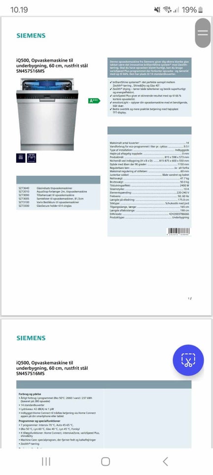 Siemens IQ500 indbygning