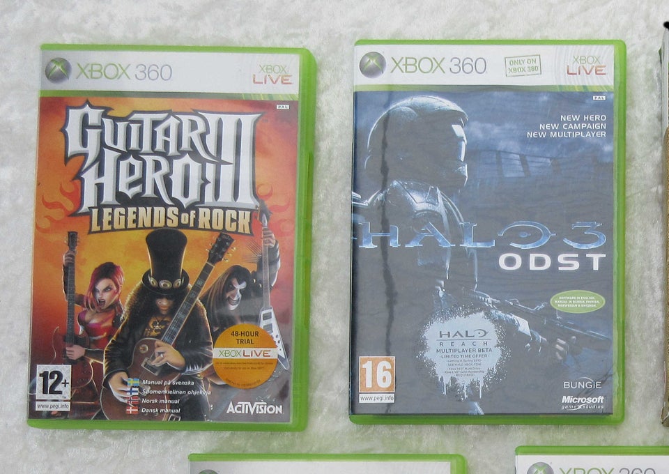 Xbox 360, Guitar Heroes 3, Halo 3 