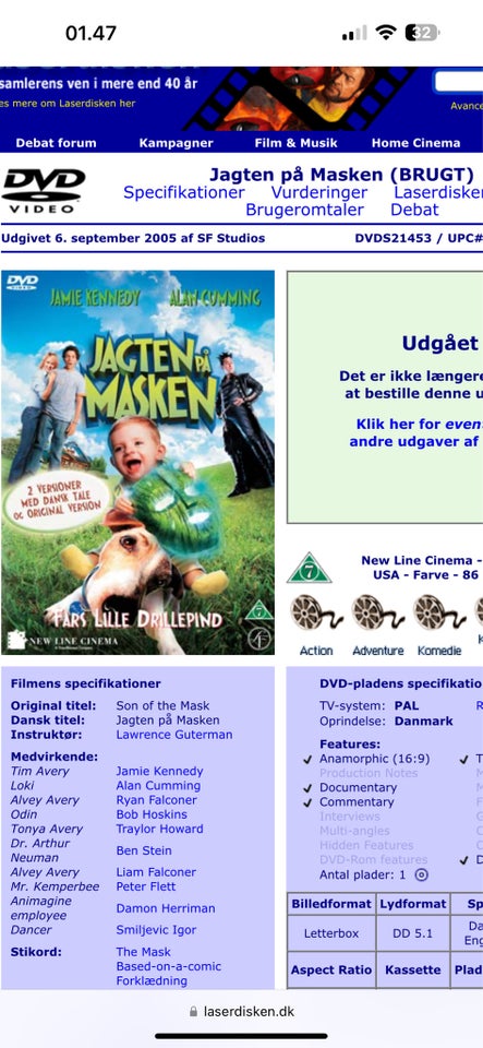 Jagten på masken , DVD, familiefilm