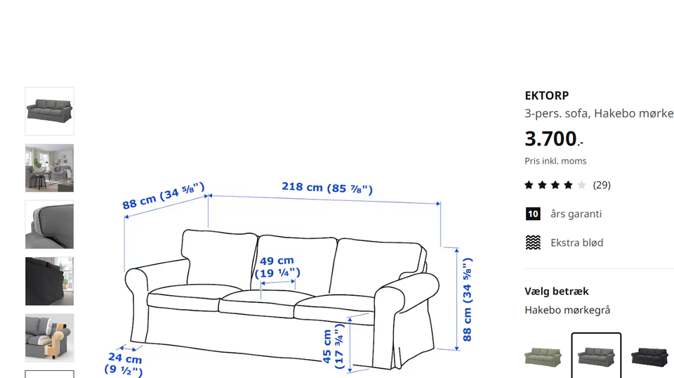 Sofa polyester 3 pers