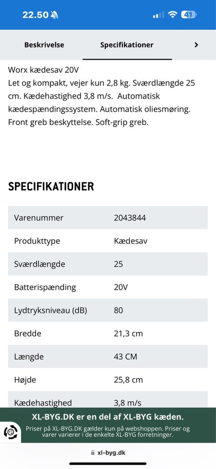 Kædesav, Worx