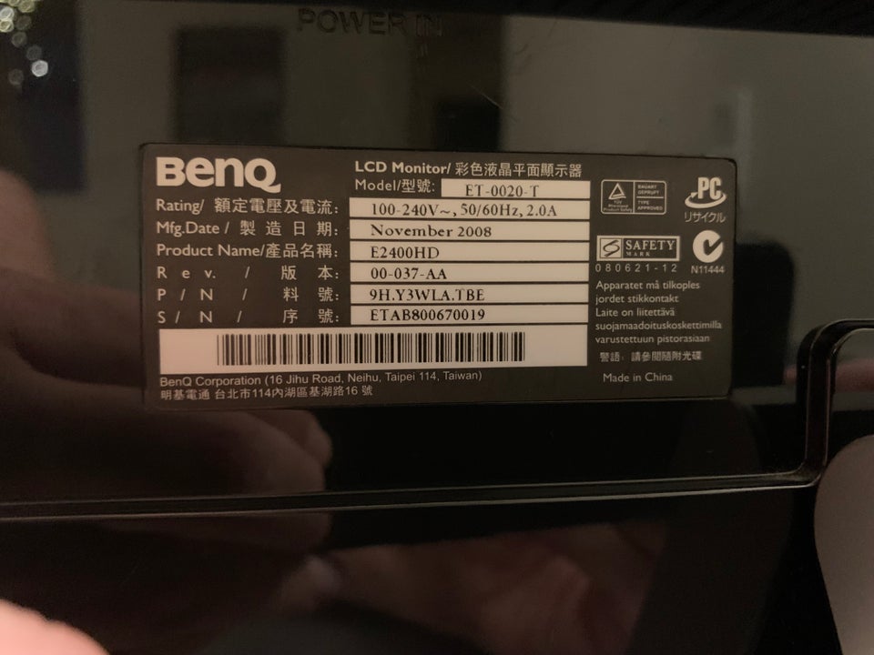 BENQ, E2400HD, 24 tommer