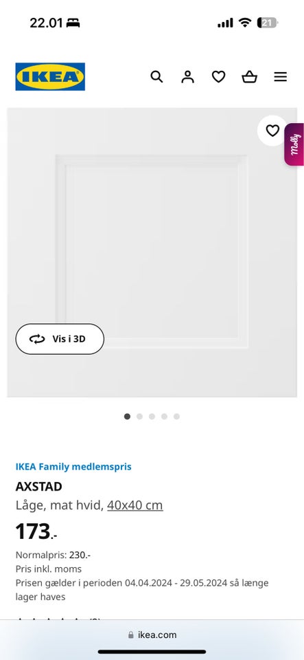 Axstad låge 40x40 hvid Ikea