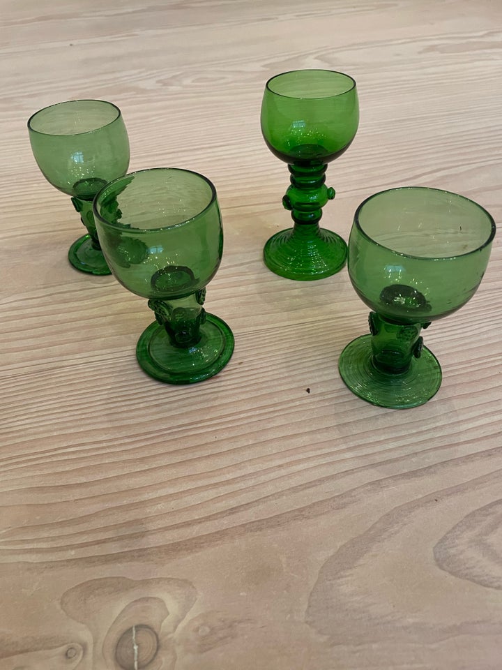 Glas 4 stk Rømerglas grønne på