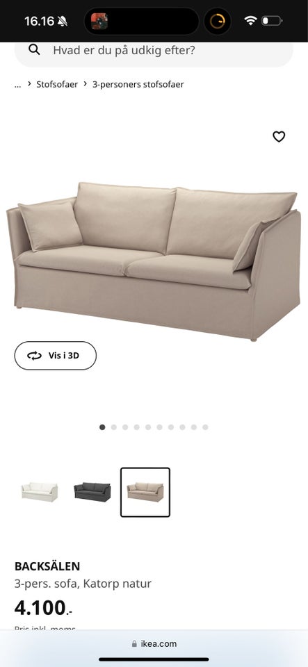 Sofa, 3 pers. , Ikea