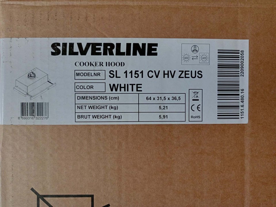 Emhætte, Silverline SL 1151 CV HV