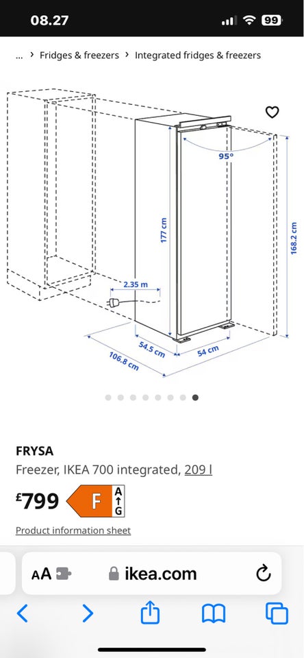 Fryseskab, Whirlpool Ikea Frysa,