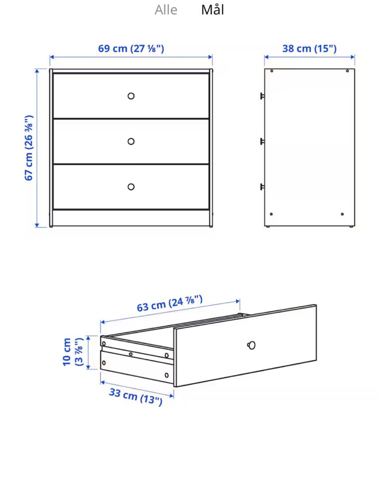 Kommode, andet materiale, b: 69 d: