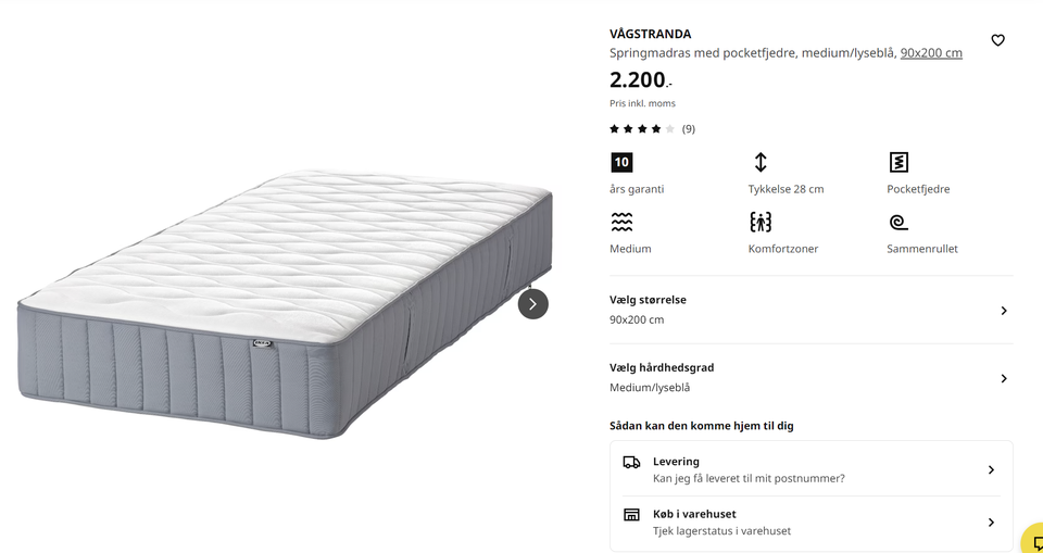 Ikea VÅGSTRANDA single matt...