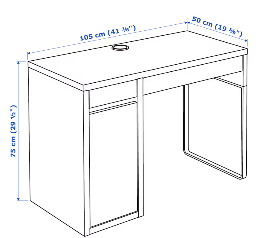 Skrivebord, IKEA, b: 105 d: 50 h: 75