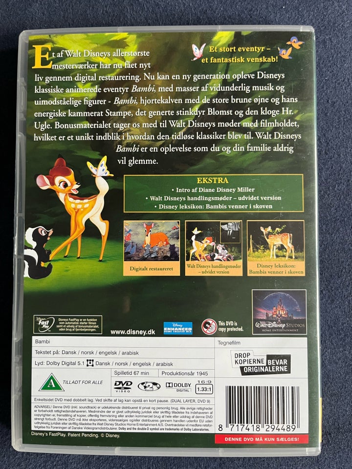 Bambi, instruktør Walt Disney, DVD