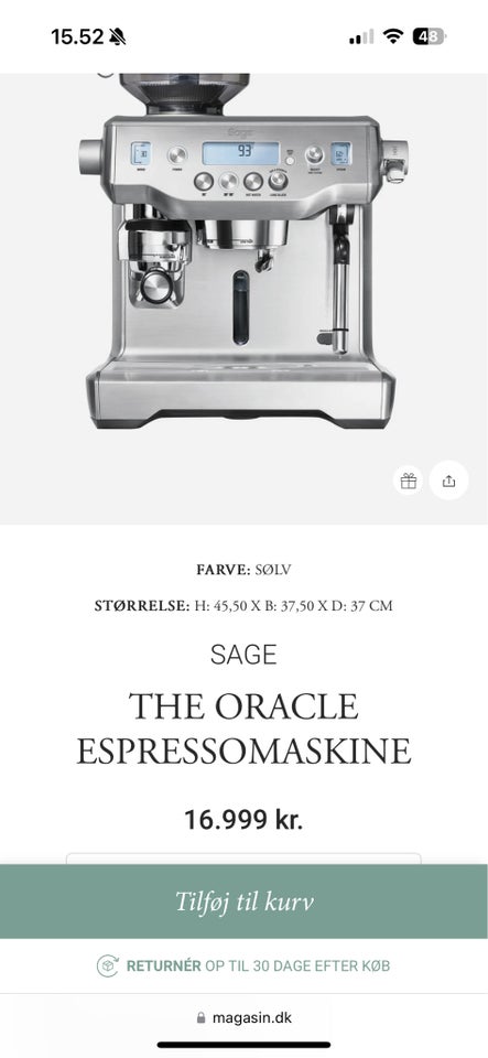 Espressomaskine Sage Oracle