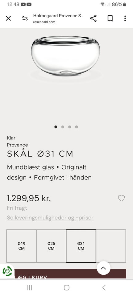 Glas Skål Holmegaard