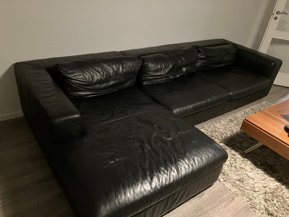 Hjørnesofa, læder, 3 pers.