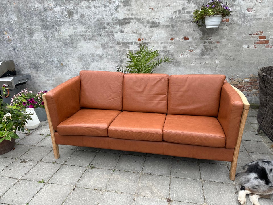 Sofa, læderlook, 3 pers.