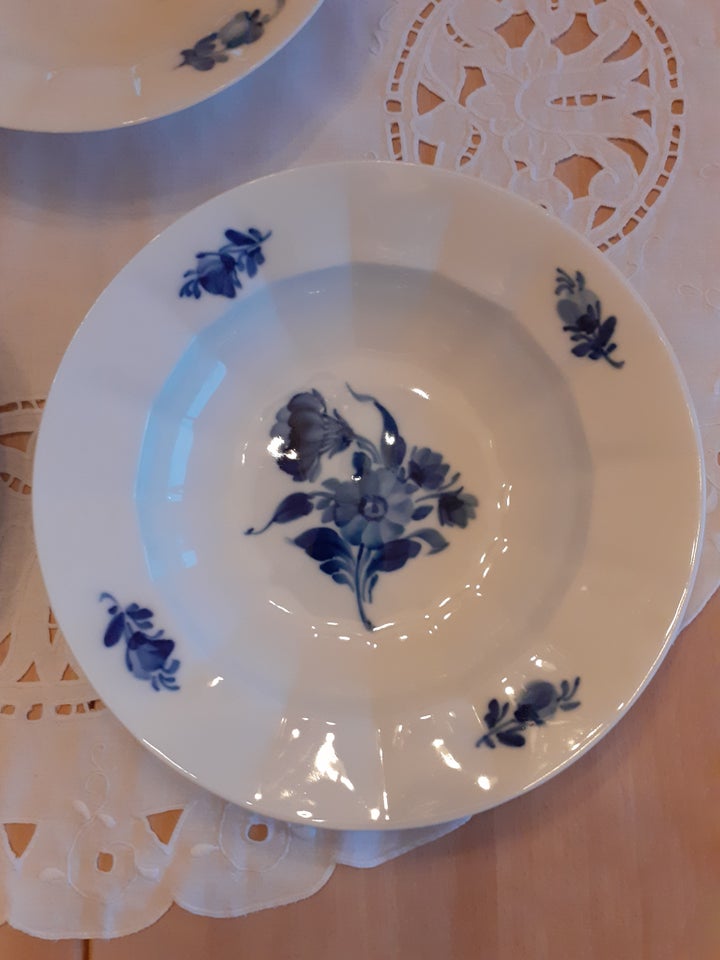 Porcelæn, 3 dybe tallerkner, Blå