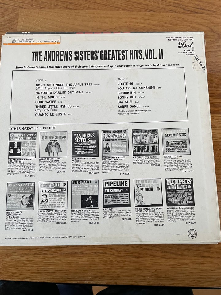 LP The Andrew Sisters ( 1 Press)