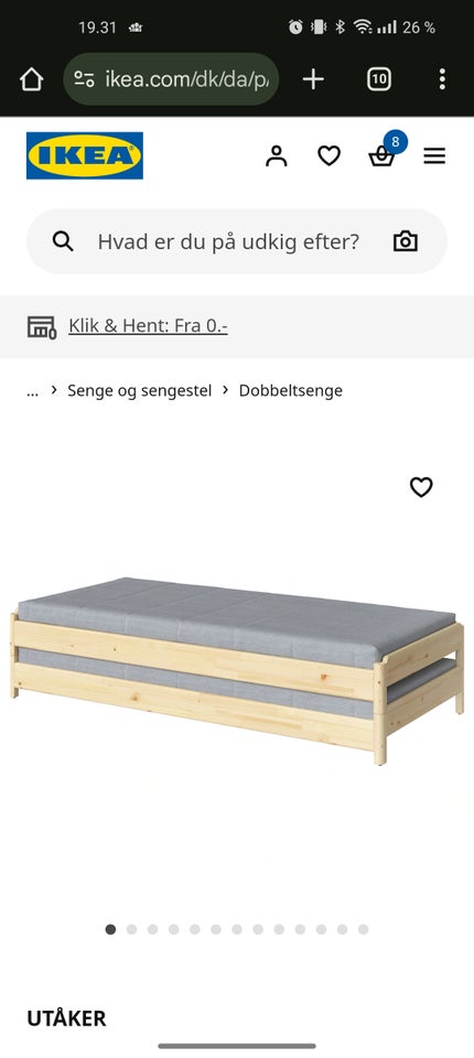 Sengeramme, Utåker Ikea, b: 80 l: