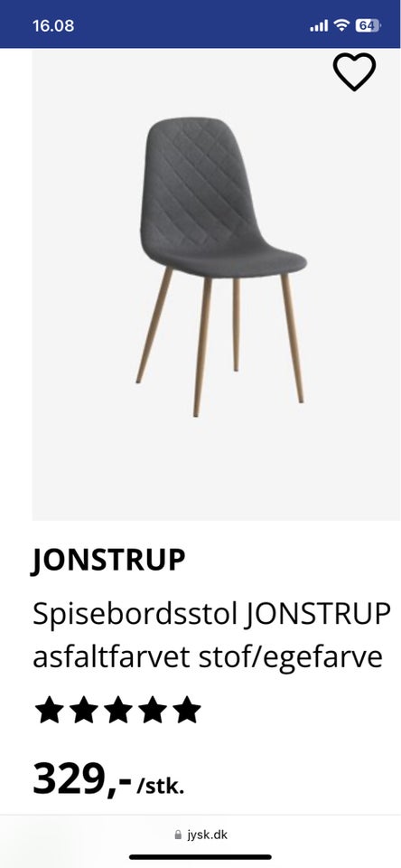 Spisebordsstol, Stof, Jonstrup