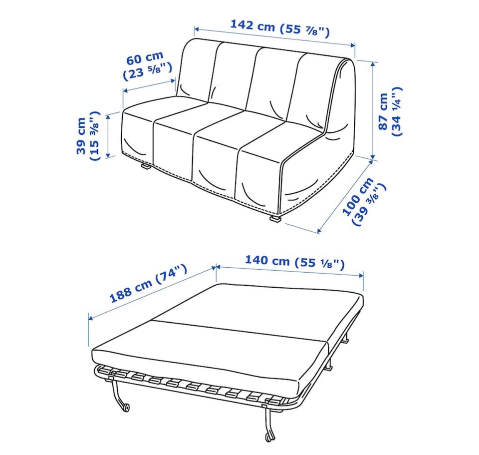 Sovesofa, Ikea Lycksele Lövås, b: