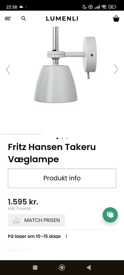 Væglampe, Fritz Hansen Takeru