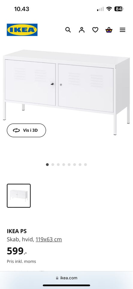 Andet skab IKEA b: 118 d: 40 h: 63