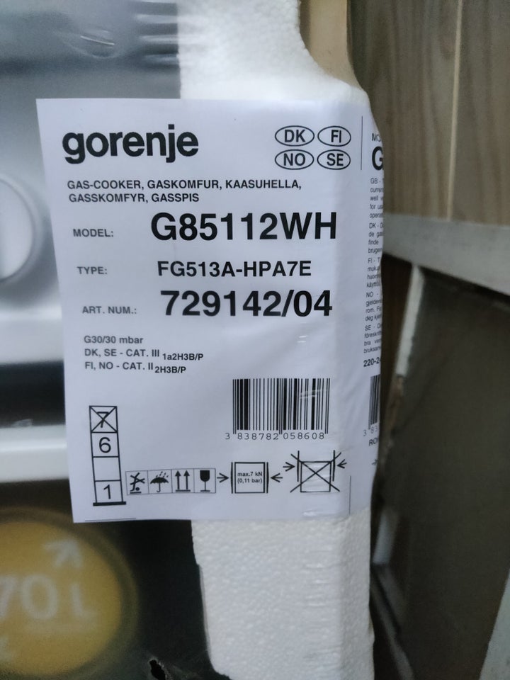 Gaskomfur, Gorenje G85112WH, b: 50