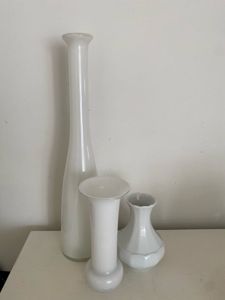 Glas Hvid vase Holmegaard