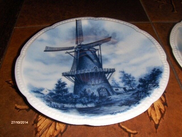 TO DELFT BLAUW VINDMØLLE PLATTER