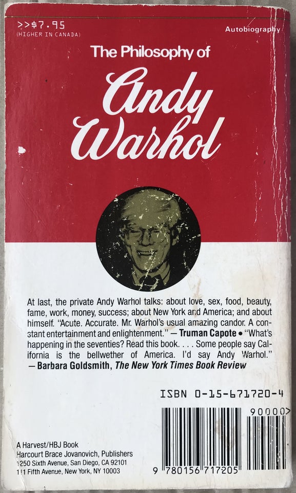 The Philosophy of Andy Warhol, Andy