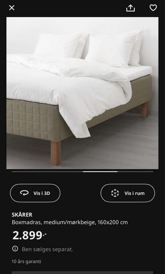 Dobbeltseng, Ikea, b: 160 l: 200 h: