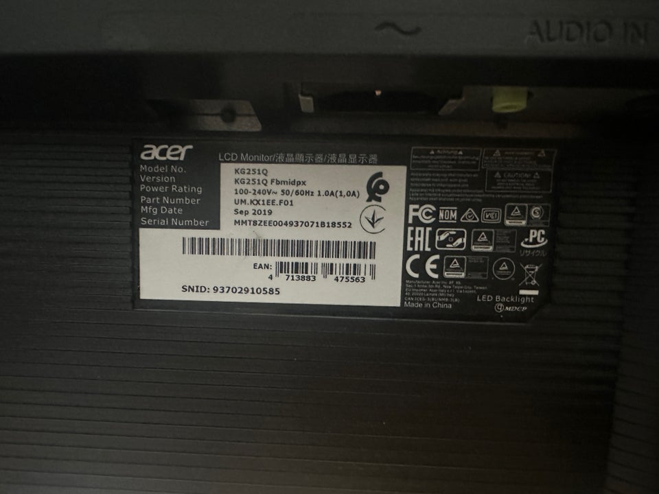 Acer KG251Q 25 tommer