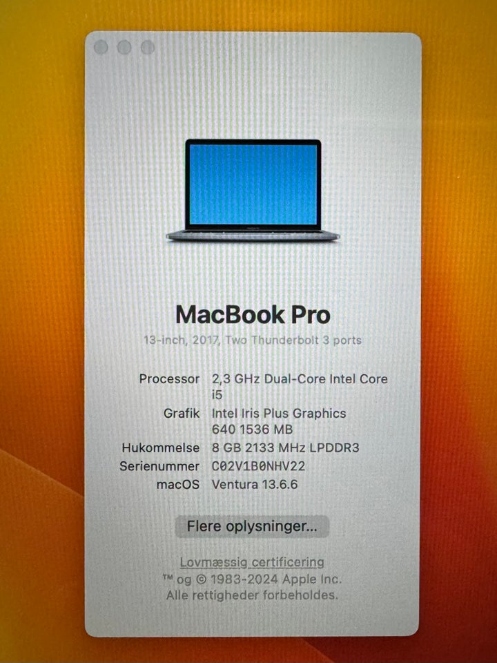 MacBook Pro, A1708, 2,3 GHz