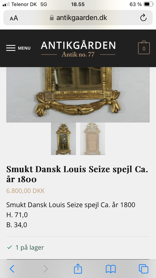 Louis Seize spej, 1800 år gl., b: 34