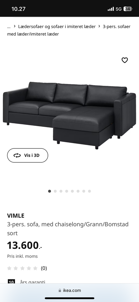 Ikea Vimle 3.pers sofa inkl...