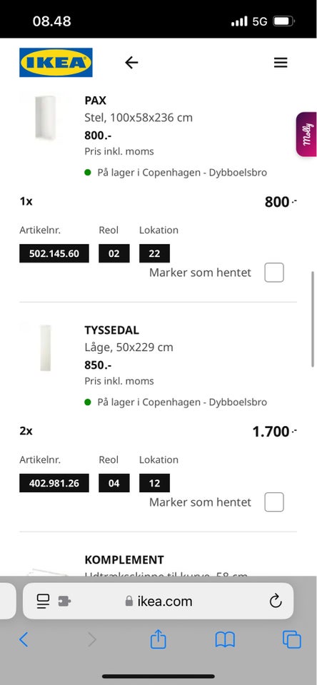 Garderobeskab, Ikea Pax, b: 100 d: