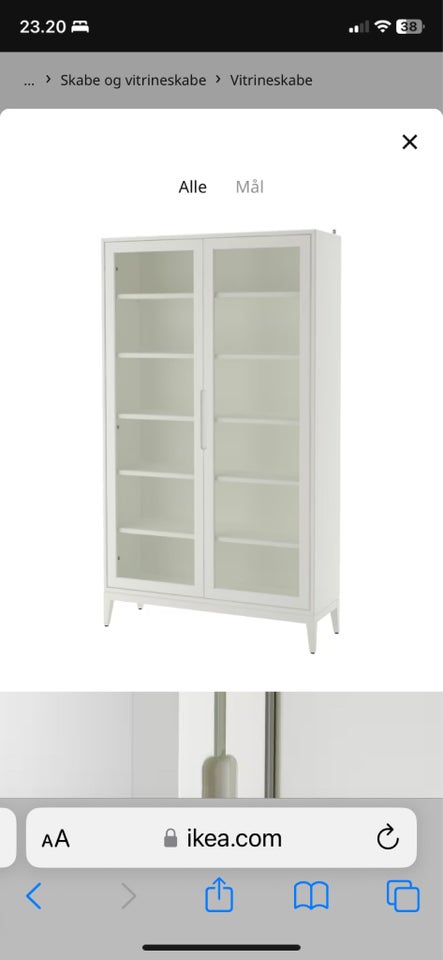 Vitrineskab, IKEA, b: 118 d: 38 h: