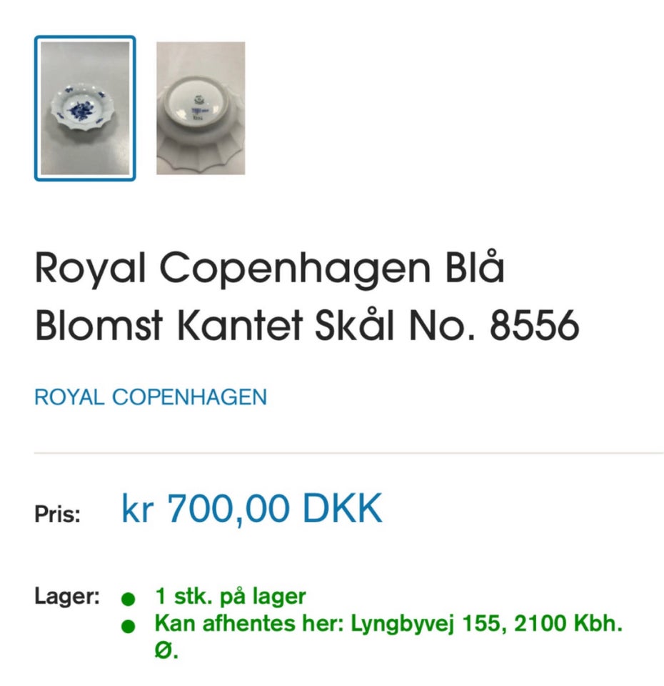 Porcelæn, Flæseskål Kantet, Blå