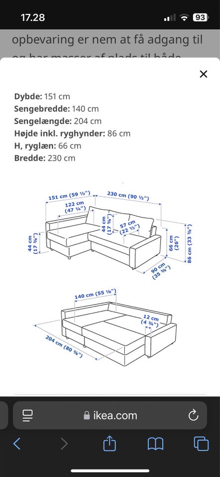 Sovesofa, Ikea Friheten