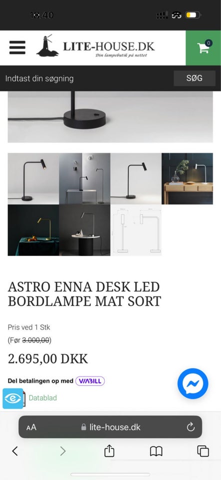 Skrivebordslampe, Astro Enna