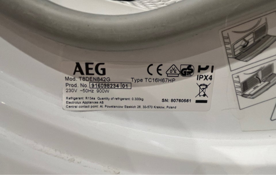 Tørretumbler, AEG T8DEN842G,