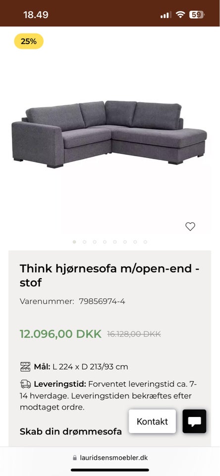 Sofa, stof, 7 pers.