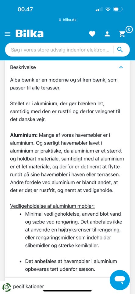 Bænk, Aluminium