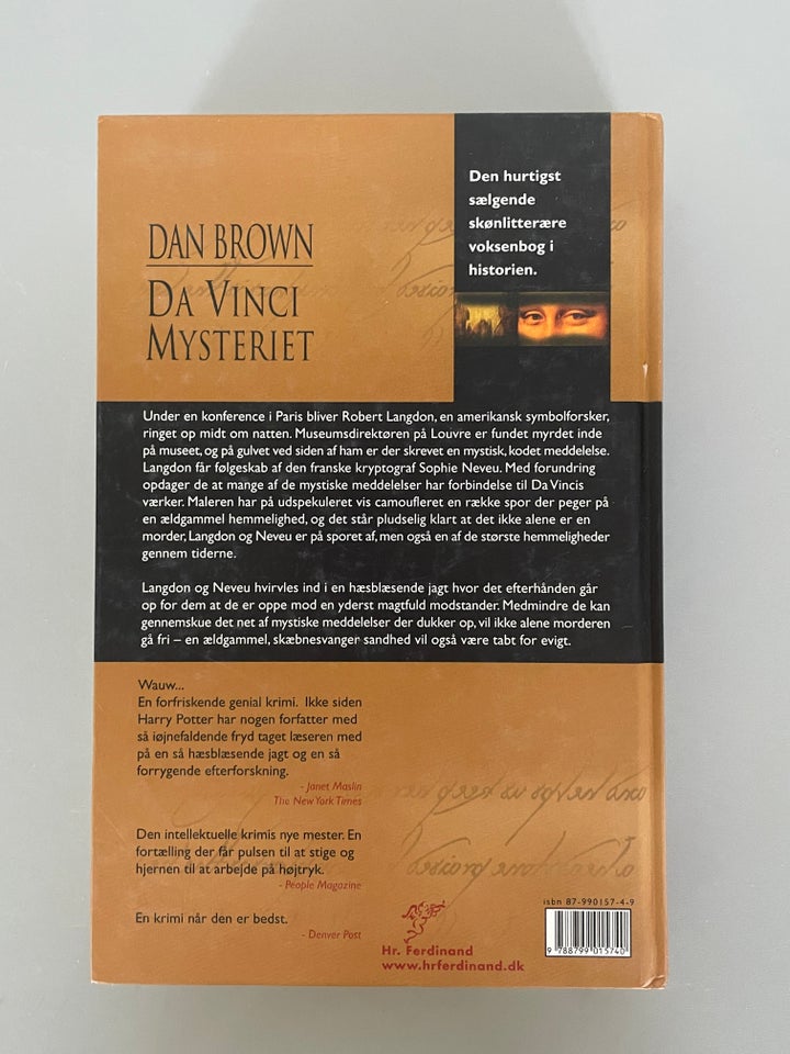 Da Vinci Mysteriet, Dan Brown,