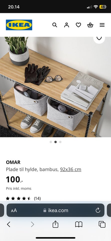 Reol, Omar ikea, b: 92 d: 36 h: 188