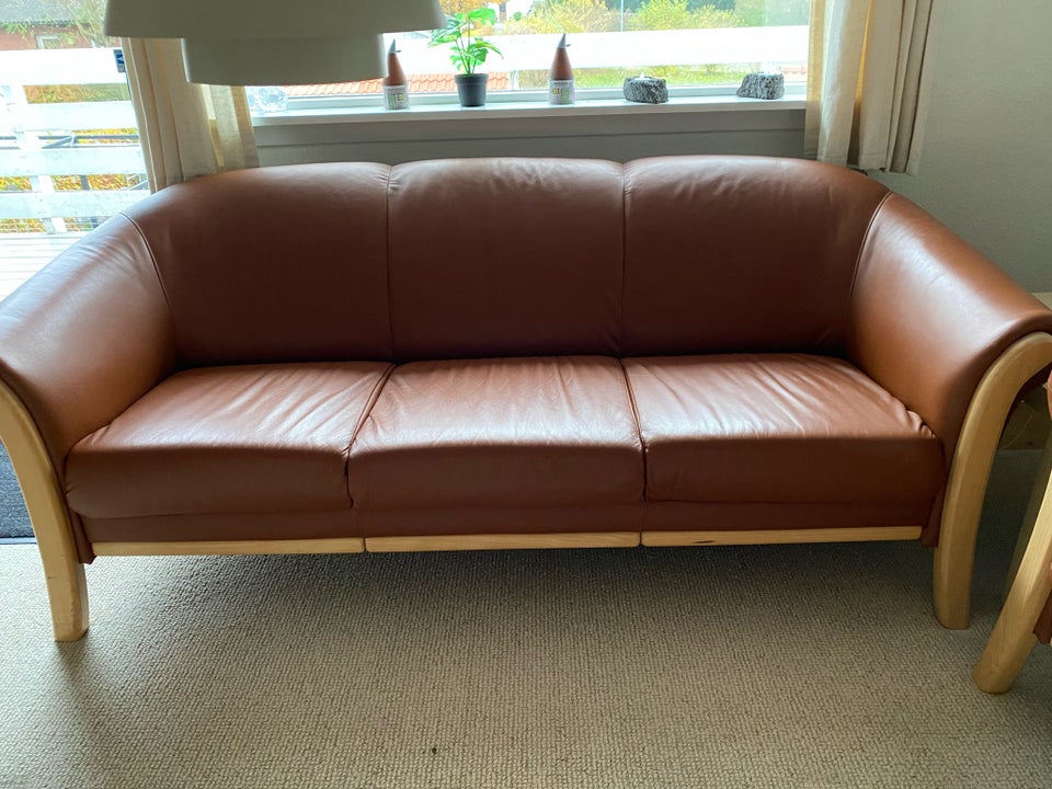 Sofa, læderlook, 3 pers.