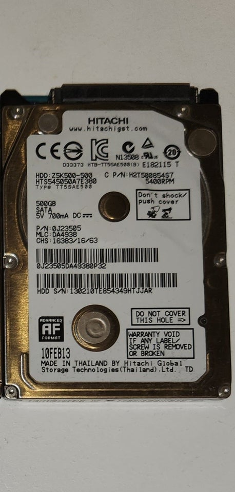 2.5 Hdd harddisk, 500 GB