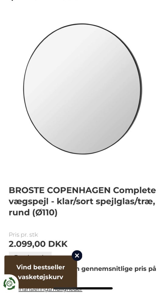 Vægspejl, b: 110 h: 110