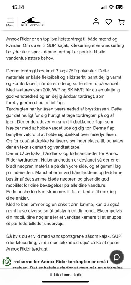 Tørdragt Annox Rider